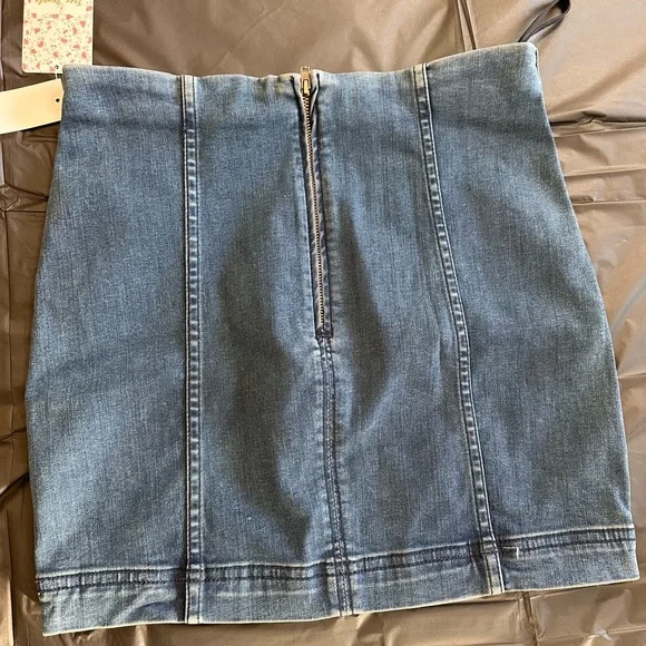 Free People Denim Modern Femme Mini Skirt - Dark Blue - Picture 7 of 11